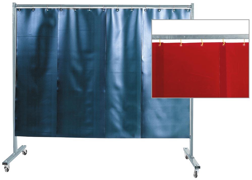 1-teilige Schutzwand mit Lamellenvorhang, rot