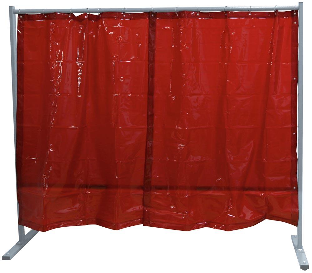 Schweißerschutzwand 1-teilig, mitFolienvorhang, mit Schweißvorhang rot