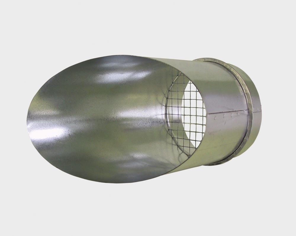 Ausblasstutzen mit Vogelschutzgitter, verzinkt, 160 mm Durchmesser