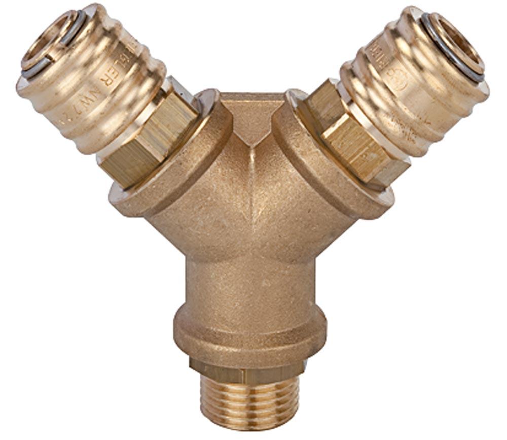 Verteiler mit 2 Kupplungen G1/4 AG, NW 7,2 mm