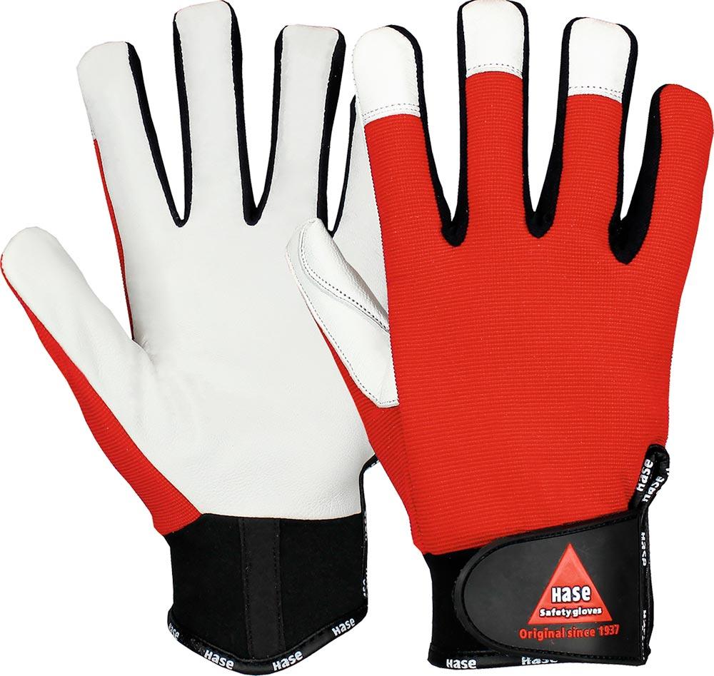 Montagehandschuhe Power Grip III natur/rot 9 Ziegennappaleder