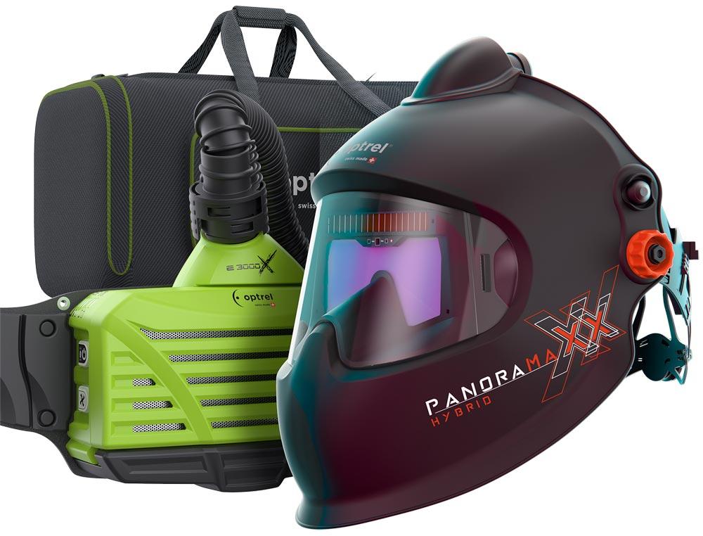 Ready to weld package panoramaxx pure air hybrid - schwarz: Frischluft Laser- / Schweisshelm und e3000X (ATEX)