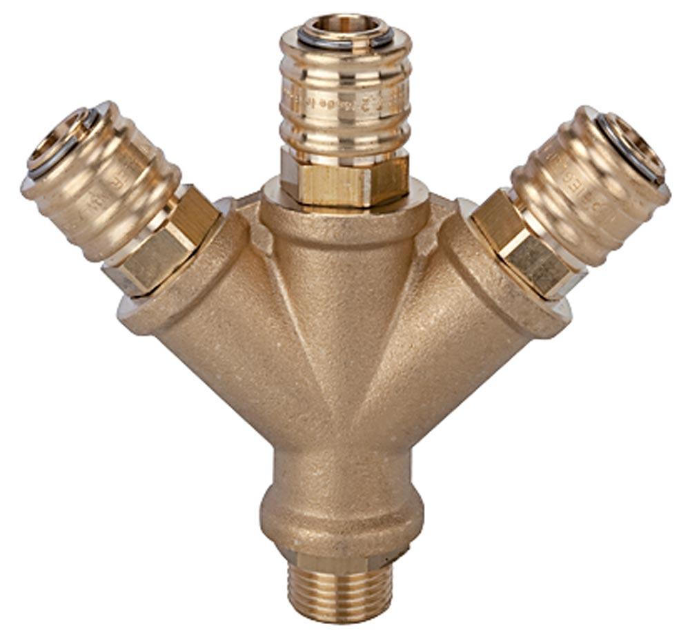 Verteiler mit 3 Kupplungen G1/2 AG, NW 7,2 mm