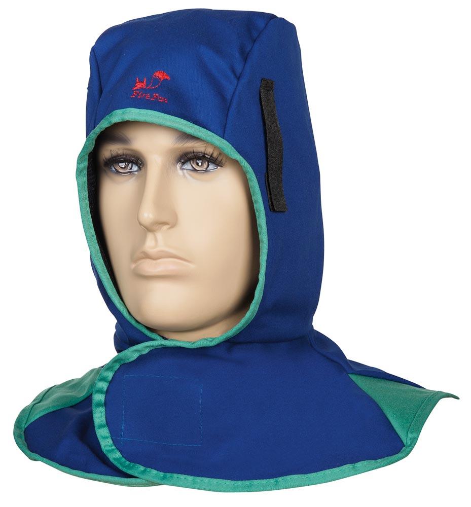 Schweißerhaube m.Klettverschluss,blau flammhemmendes Gewebe