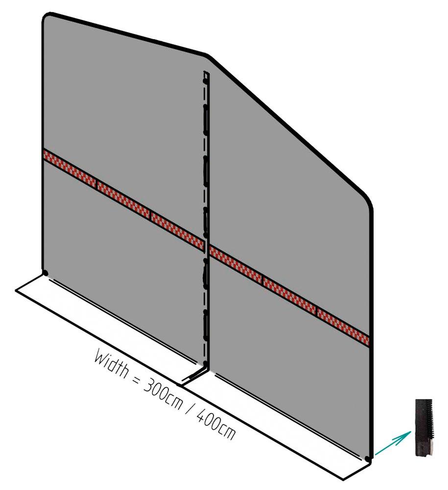 Giebelplane o. Laufer für Reissverschluss - B 300 cm
