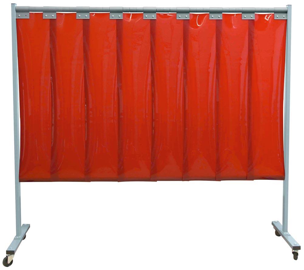1-teilige Schutzwand mit Schweißerschutzlamellen,rot, 300 x2 mm