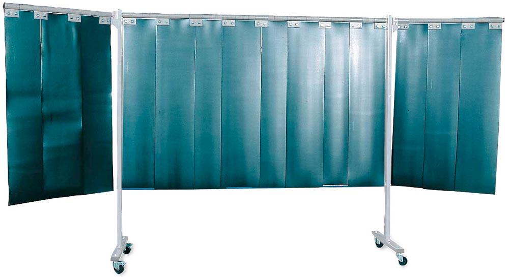 3-teilige Schutzwand mit Schutzlamellen 300 x 2 mm, S9, dunkelgrün, matt