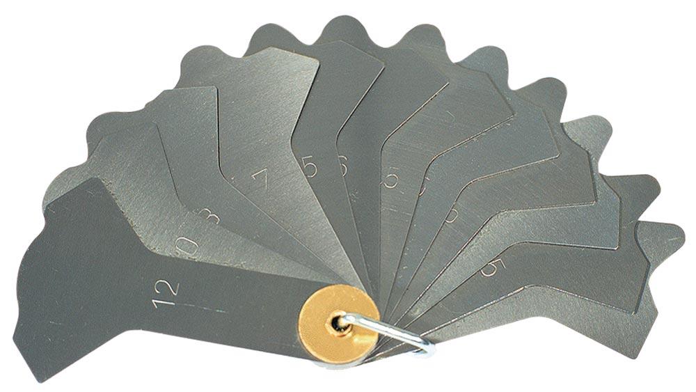 Schweißnahtlehre, Fächerform mit 12 Blatt Meßbereich 3-12 mm