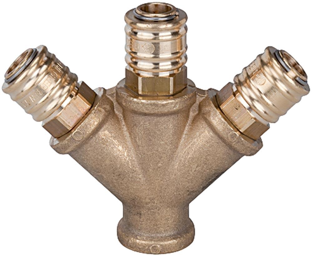 Verteiler mit 3 Kupplungen G1/4 IG, NW 7,2 mm