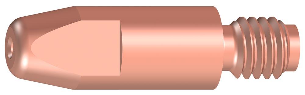 Stromdüse, gerade, E-Cu für Aludraht, M6, für Draht-Dm. 0,8 mm, D. 8 mm, Länge 28 mm