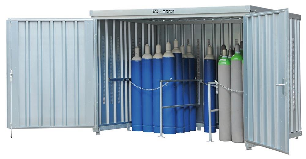 Safe-Gasmagazin, Verzinkt, ohne Boden, BxTxH 3005x2170x2250 mm, montiert, Kapazität 66 Flaschen 50 l