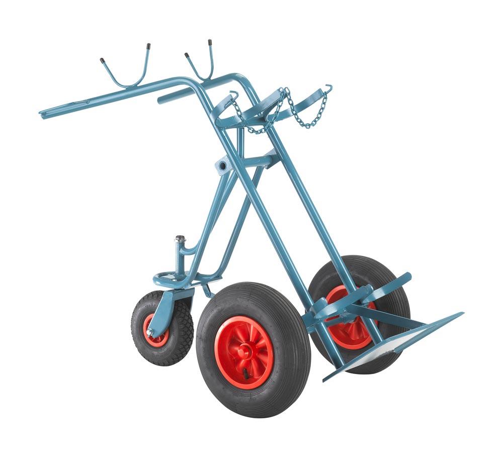 Flaschenwagen für 2x40/50 L Flaschen, luftbereift, m. ausklappb. Abstellstütze