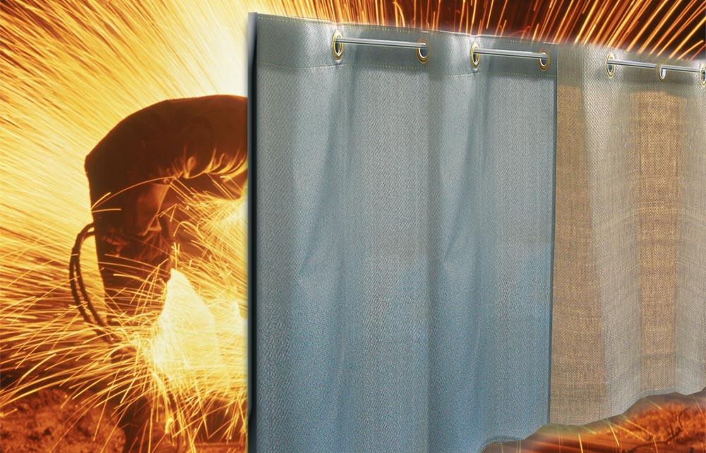 Schweißervorhang aus E-Glasgewebe JT 600 HT, Größe+ Ausführung (Ösen/Ringe) lt. Kundenangabe