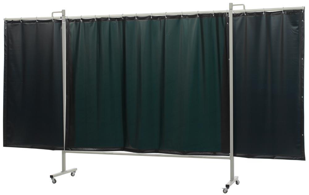 Stellwand OMNIUM, 3-teilig, m. Folienvorhang dunkelgrün matt