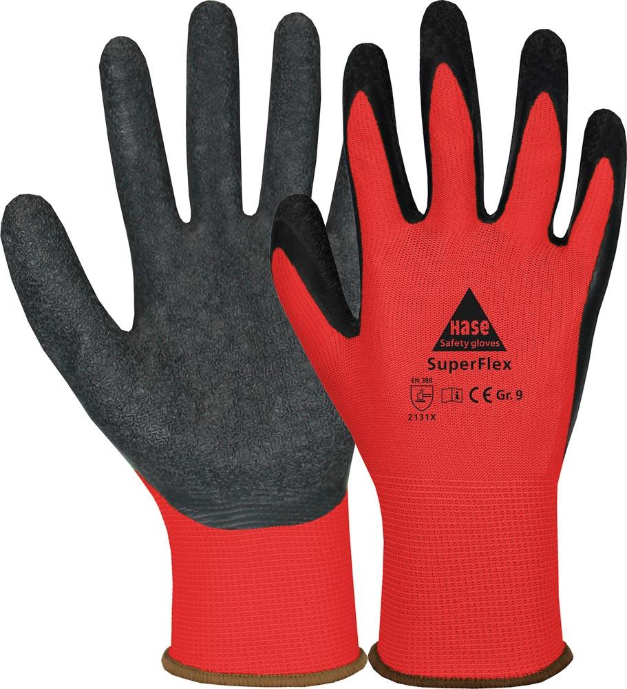 Montagehandschuhe Superflex Red rot/schwarz 11 Polyester/Latex S