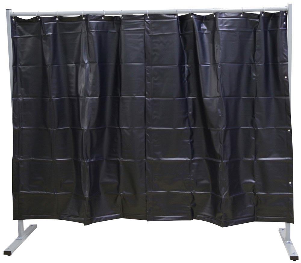 Schweißerschutzwand 1-teilig, mit Folienvorhang, mit Schweißvorhang S9, dunkelgrün, matt