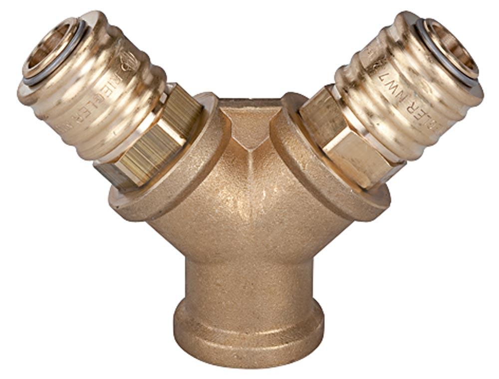 Verteiler mit 2 Kupplungen G1/4 IG, NW 7,2 mm