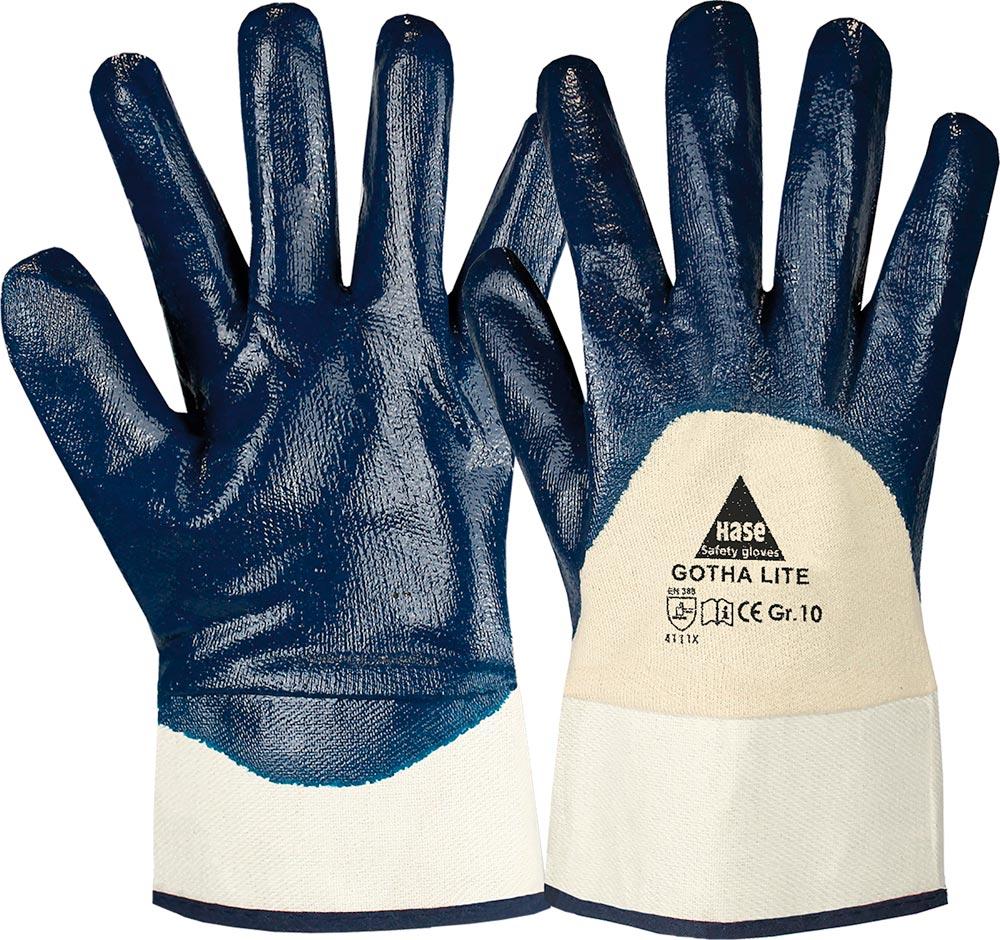 Nitril-Arbeitshandschuh 3/4 Gotha Lite blau/natur 10