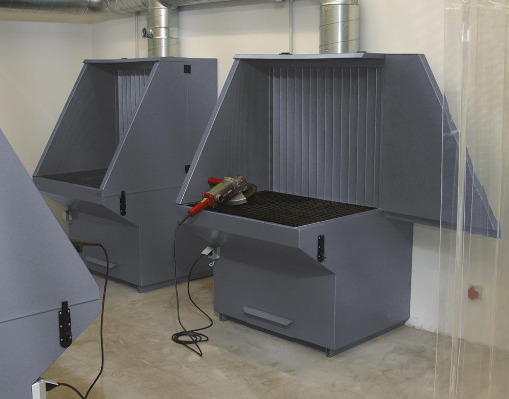 Schleiftisch mit Absaugung, BxTxH 1510x1060x1700 mm