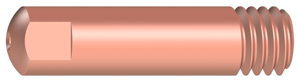 Stromdüse, gerade, E-Cu für Aludraht, M6, für Draht-Dm. 1,0 mm, D. 6 mm, Länge 25 mm, rund