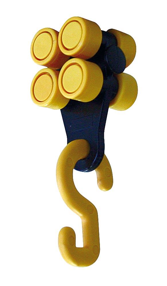 Laufwagen verzinkt, mit Kunststoffrollen und Haken