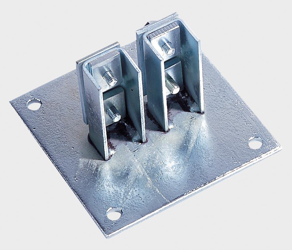 Stirnwandbefestigung, verzinkt, für Doppel-C-Profil, 40 x 40 mm